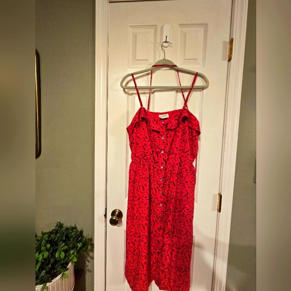 Red floral patterned dress